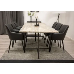 Ruokailuryhmä Venture Home, 250x100cm Jepara-pöytä + 6 Comfort -tuolia, keinonahka