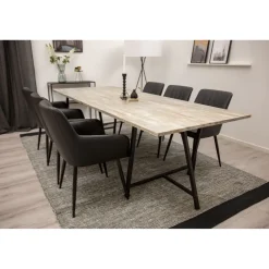 Ruokailuryhmä Venture Home, 250x100cm Jepara-pöytä + 6 Comfort -tuolia, keinonahka