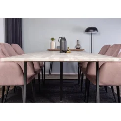 Ruokailuryhmä Venture Home, 250x100cm Jepara-pöytä + 6 Comfort -tuolia, vakosametti