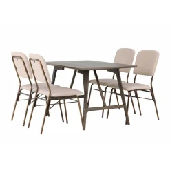 Ruokailuryhmä Venture Home, 120x80cm Kaseidon-pöytä + 4 beigeä Seda-tuolia
