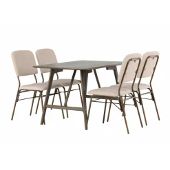 Ruokailuryhmä Venture Home, 120x80cm Kaseidon-pöytä + 4 beigeä Seda-tuolia