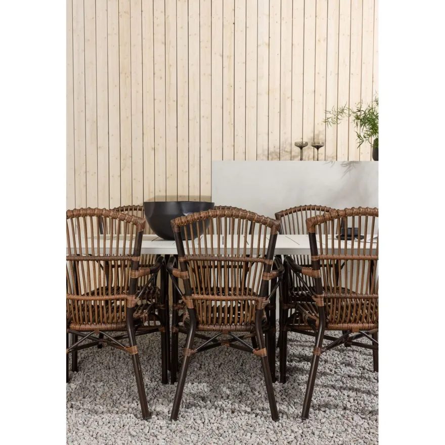 Ruokailuryhmä Venture Home, 200x90cm Lina-pöytä + 6 Galera-tuolia