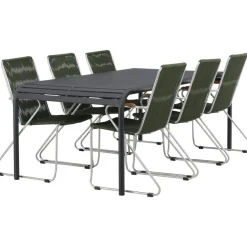 Ruokailuryhmä Venture Home, 200x100cm musta Borneo-pöytä + 6 Bois-tuolia