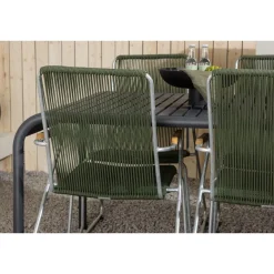 Ruokailuryhmä Venture Home, 200x100cm musta Borneo-pöytä + 6 Bois-tuolia