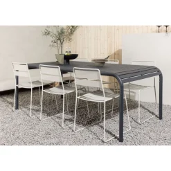 Ruokailuryhmä Venture Home, 200x100cm musta Borneo-pöytä + 6 Lina-tuolia