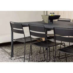 Ruokailuryhmä Venture Home, 200x100cm musta Borneo-pöytä + 6 Lina-tuolia