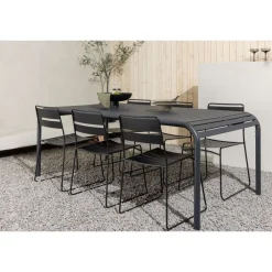 Ruokailuryhmä Venture Home, 200x100cm musta Borneo-pöytä + 6 Lina-tuolia