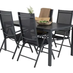Ruokailuryhmä Venture Home, 150x90cm musta Break-pöytä + 4 mustaa Break-säätötuolia
