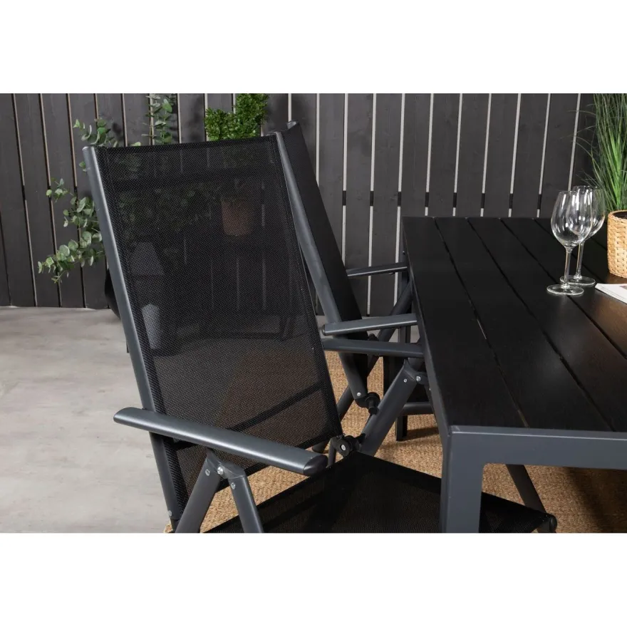 Ruokailuryhmä Venture Home, 150x90cm musta Break-pöytä + 4 mustaa Break-säätötuolia
