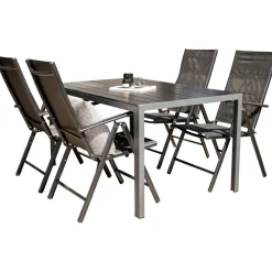 Ruokailuryhmä Venture Home, 150x90cm musta Break-pöytä + 4 mustaa Break-säätötuolia