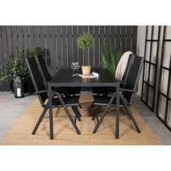 Ruokailuryhmä Venture Home, 150x90cm musta Break-pöytä + 4 mustaa Break-säätötuolia