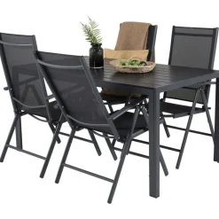 Ruokailuryhmä Venture Home, 150x90cm musta Break-pöytä + 4 mustaa Break-säätötuolia