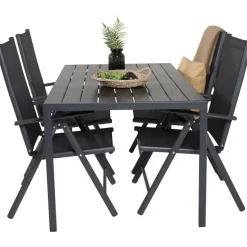 Ruokailuryhmä Venture Home, 150x90cm musta Break-pöytä + 4 mustaa Break-säätötuolia