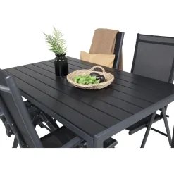 Ruokailuryhmä Venture Home, 150x90cm musta Break-pöytä + 4 mustaa Break-säätötuolia