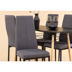 Ruokailuryhmä Venture Home, 120x60cm musta Danburi + 4 tummanharmaata Petra-tuolia