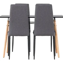 Ruokailuryhmä Venture Home, 120x60cm musta Danburi + 4 tummanharmaata Petra-tuolia