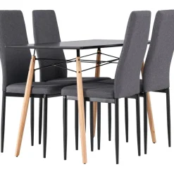 Ruokailuryhmä Venture Home, 120x60cm musta Danburi + 4 tummanharmaata Petra-tuolia