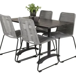 Ruokailuryhmä Venture Home, 120x70cm musta Denver-pöytä + 4 Lindos-tuolia