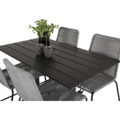 Ruokailuryhmä Venture Home, 120x70cm musta Denver-pöytä + 4 Lindos-tuolia