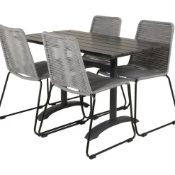 Ruokailuryhmä Venture Home, 120x70cm musta Denver-pöytä + 4 Lindos-tuolia