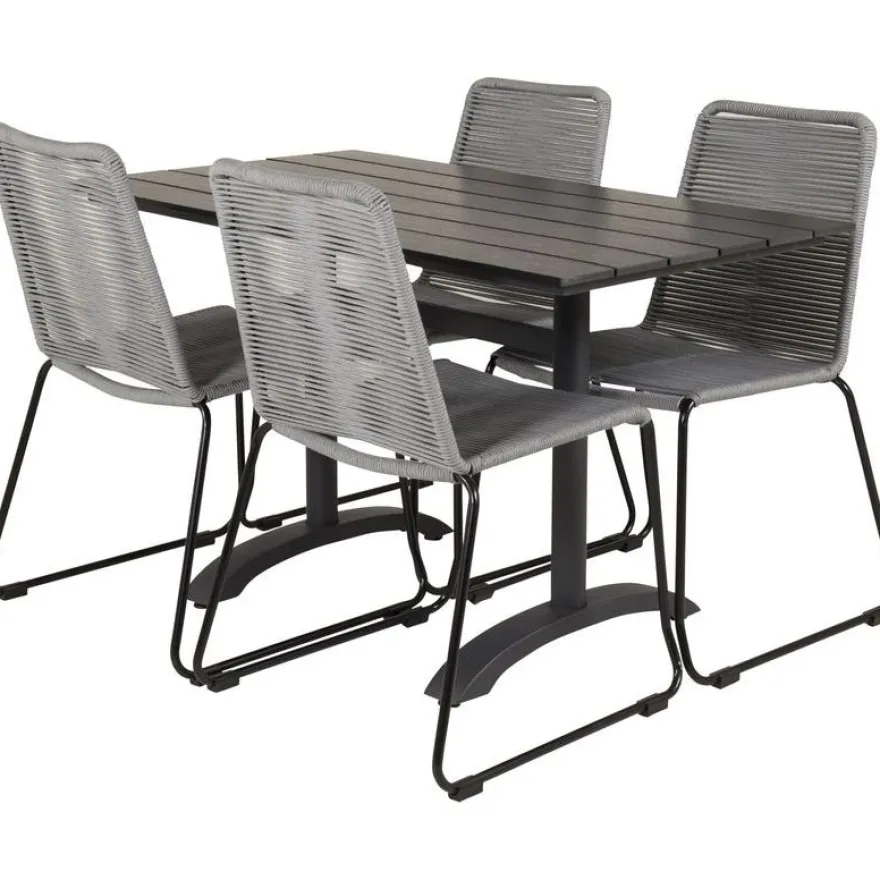 Ruokailuryhmä Venture Home, 120x70cm musta Denver-pöytä + 4 Lindos-tuolia