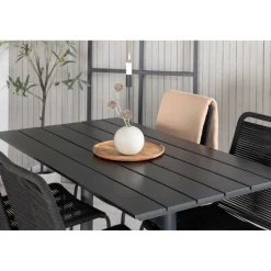 Ruokailuryhmä Venture Home, 120x70cm musta Denver-pöytä + 4 Lindos-tuolia