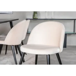 Ruokailuryhmä Venture Home, 180x90cm musta Dipp-pöytä + 6 Velvet-tuolia, sametti