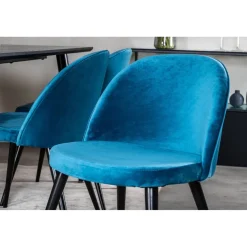 Ruokailuryhmä Venture Home, 180x90cm musta Dipp-pöytä + 6 Velvet-tuolia, sametti