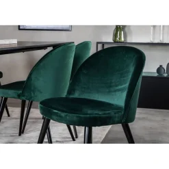 Ruokailuryhmä Venture Home, 180x90cm musta Dipp-pöytä + 6 Velvet-tuolia, sametti