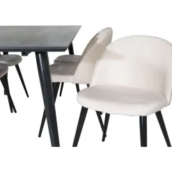 Ruokailuryhmä Venture Home, 180x90cm musta Dipp-pöytä + 6 Velvet-tuolia, sametti
