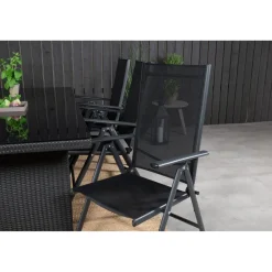 Ruokailuryhmä Venture Home, 200x100cm musta Padova-pöytä + 6 mustaa Break-säätötuolia