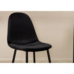 Ruokailuryhmä Venture Home, 190x90cm musta Pelle-pöytä + 6 mustaa Polar-tuolia, sametti