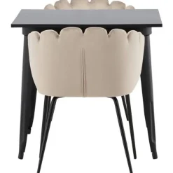 Ruokailuryhmä Venture Home, 80x80cm musta Tempe-pöytä + 2 beigeä Limhamn-tuolia