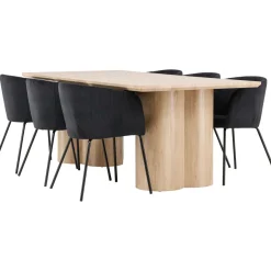 Ruokailuryhmä Venture Home, 210x100cm Olivia-pöytä + 6 Berit-tuolia, vakosametti, eri värejä