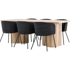 Ruokailuryhmä Venture Home, 210x100cm Olivia-pöytä + 6 Berit-tuolia, vakosametti, eri värejä