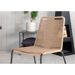Ruokailuryhmä Venture Home, 200x100cm ruskea/musta Paola-pöytä + 6 pinottavaa Lindos-tuolia