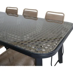Ruokailuryhmä Venture Home, 200x100cm ruskea/musta Paola-pöytä + 6 pinottavaa Lindos-tuolia