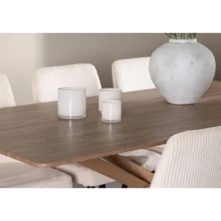 Ruokailuryhmä Venture Home, 180x90cm ruskea Piazza-pöytä + 6 beigeä Leone-tuolia