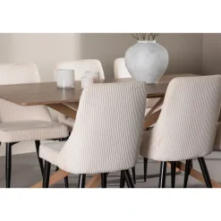 Ruokailuryhmä Venture Home, 180x90cm ruskea Piazza-pöytä + 6 beigeä Leone-tuolia
