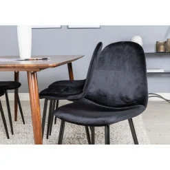 Ruokailuryhmä Venture Home, 180x90cm ruskea Polar-pöytä + 6 mustaa Polar-tuolia, sametti