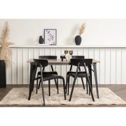 Ruokailuryhmä Venture Home, 140x80cm ruskea Tempe-pöytä + 4 mustaa Ursholmen-tuolia
