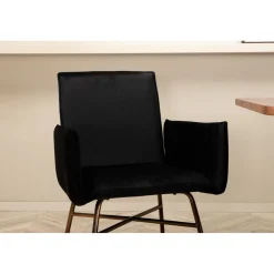 Ruokailuryhmä Venture Home, 200x90cm ruskea Uno-pöytä + 4 mustaa Petra-tuolia, sametti
