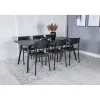Ruokailuryhmä Venture Home, 190x95cm Sleek-ruokapöytä + 6 mustaa Polly-tuolia