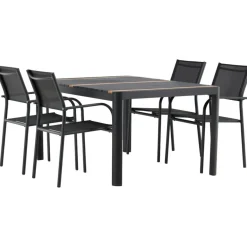 Ruokailuryhmä Venture Home, 150x100cm Togo-pöytä + 4 pinottavaa Santorini-tuolia