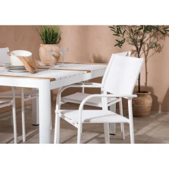 Ruokailuryhmä Venture Home, 150x100cm Togo-pöytä + 4 pinottavaa Santorini-tuolia