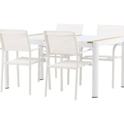 Ruokailuryhmä Venture Home, 150x100cm Togo-pöytä + 4 pinottavaa Santorini-tuolia