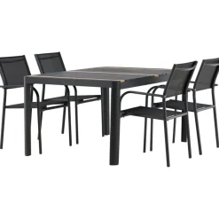 Ruokailuryhmä Venture Home, 150x100cm Togo-pöytä + 4 pinottavaa Santorini-tuolia