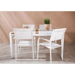Ruokailuryhmä Venture Home, 150x100cm Togo-pöytä + 4 pinottavaa Santorini-tuolia