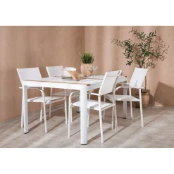 Ruokailuryhmä Venture Home, 150x100cm Togo-pöytä + 4 pinottavaa Santorini-tuolia