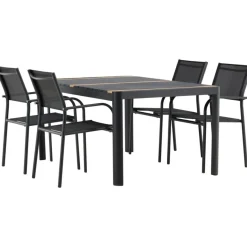 Ruokailuryhmä Venture Home, 150x100cm Togo-pöytä + 4 pinottavaa Santorini-tuolia
